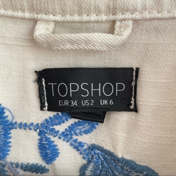 TOPSHOP 100% COTTON FLORAL EMBROIDERED SHIRT JACKET - Picture 12 of 12